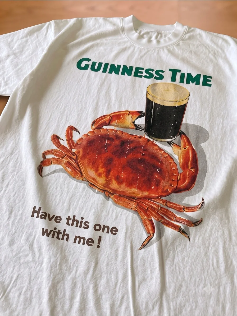 Guinness White Tee with Crab and Pint Graphic